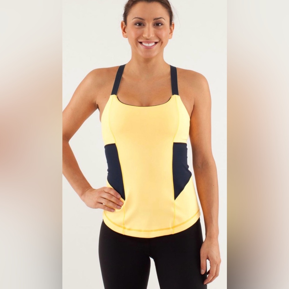 Vintage Lululemon Work It Out Tank in Burning Yellow and Black